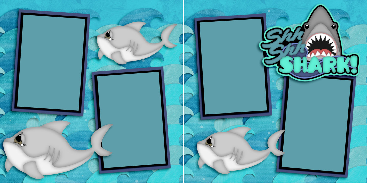 Shark - 3104 - EZscrapbooks Scrapbook Layouts Beach - Tropical, Swimming - Pool