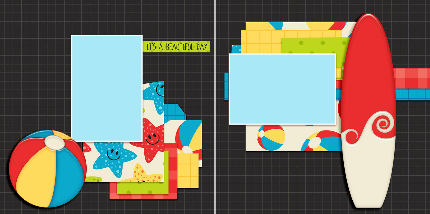 It's a Beautiful Day - 5584 - EZscrapbooks Scrapbook Layouts Beach - Tropical, Swimming - Pool