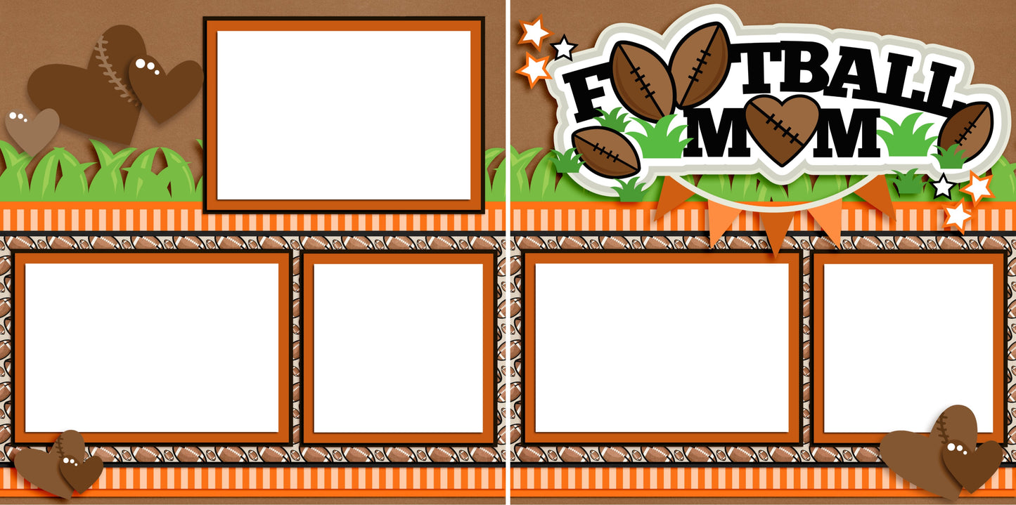 Football Mom Orange - Digital Scrapbook Pages - INSTANT DOWNLOAD - EZscrapbooks Scrapbook Layouts football, Sports