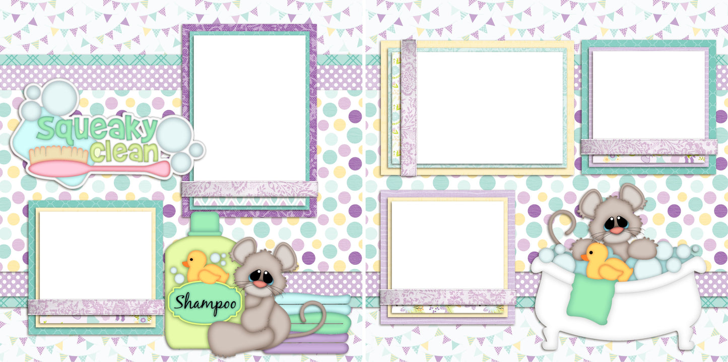 Squeaky Clean - Digital Scrapbook Pages - INSTANT DOWNLOAD - EZscrapbooks Scrapbook Layouts Baby - Toddler