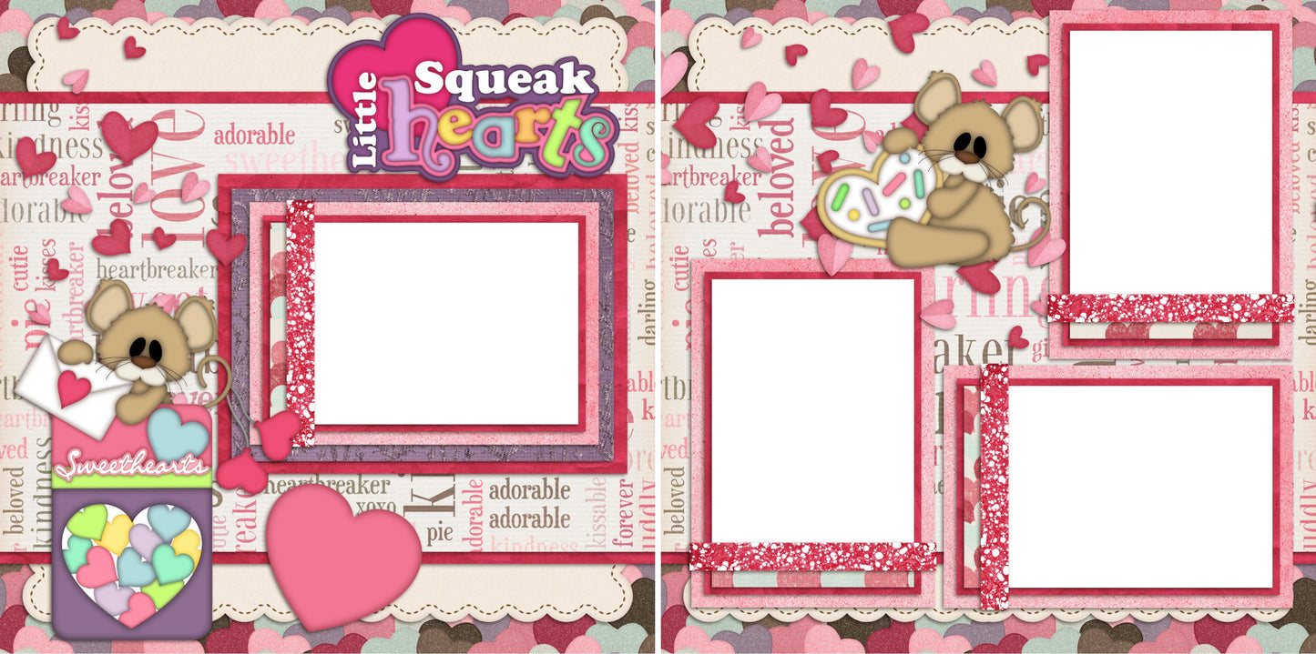 Little Squeakhearts - Digital Scrapbook Pages - INSTANT DOWNLOAD - EZscrapbooks Scrapbook Layouts Baby - Toddler, Love - Valentine