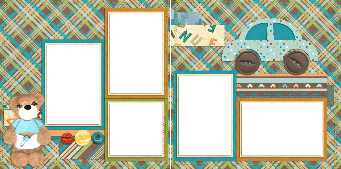 Tear Bear Boy PJs - Digital Scrapbook Pages - INSTANT DOWNLOAD - EZscrapbooks Scrapbook Layouts Baby - Toddler