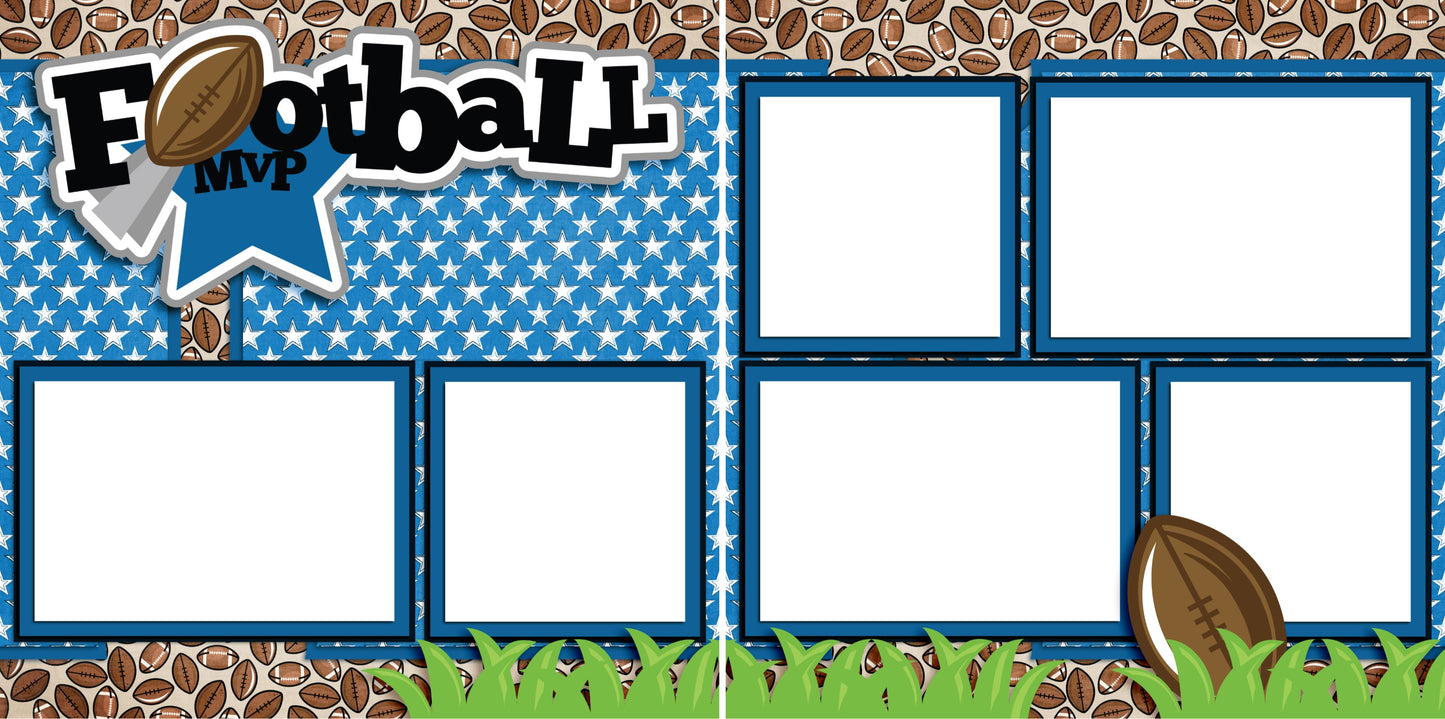 Football MVP Blue - Digital Scrapbook Pages - INSTANT DOWNLOAD - EZscrapbooks Scrapbook Layouts football, Sports