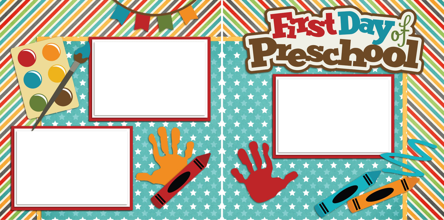 First Day of Pre-School - Digital Scrapbook Pages - INSTANT DOWNLOAD - EZscrapbooks Scrapbook Layouts School