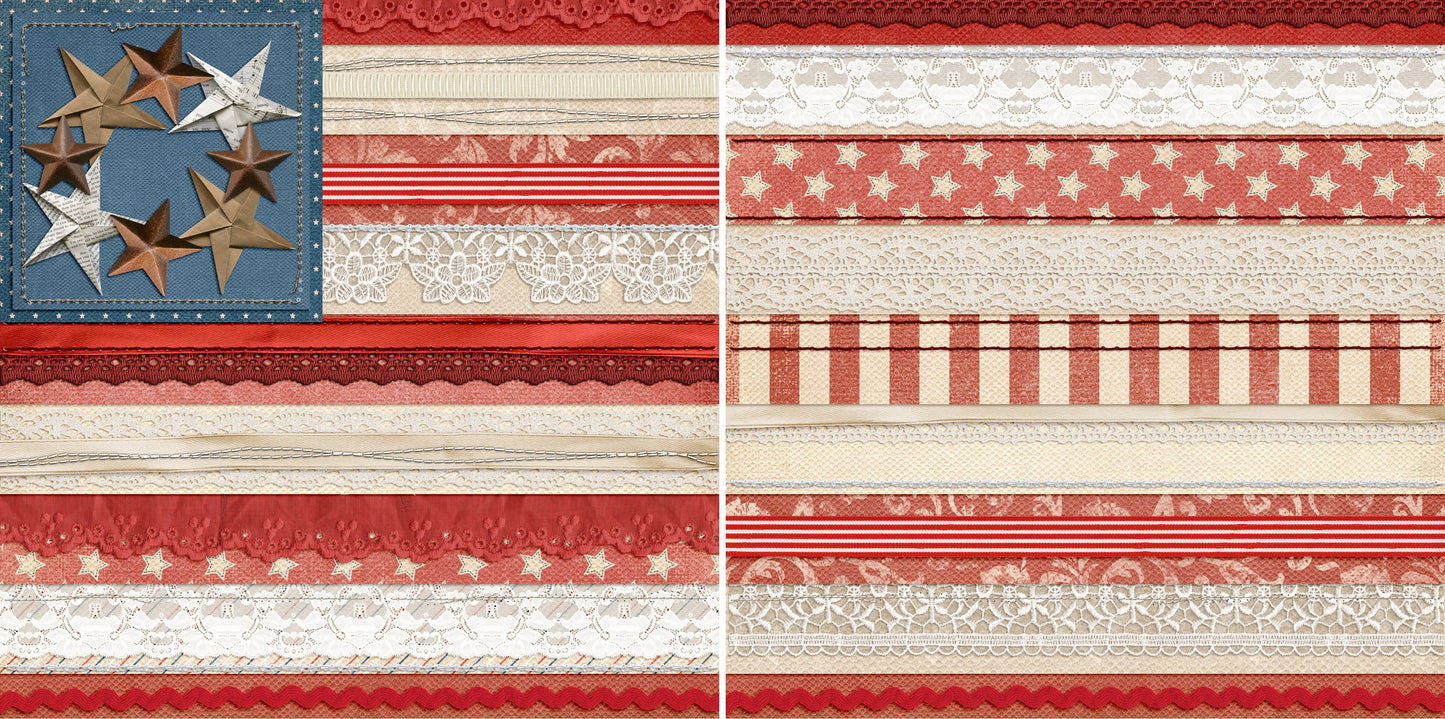 Fabric Flag NPM - 4869 - EZscrapbooks Scrapbook Layouts July 4th - Patriotic