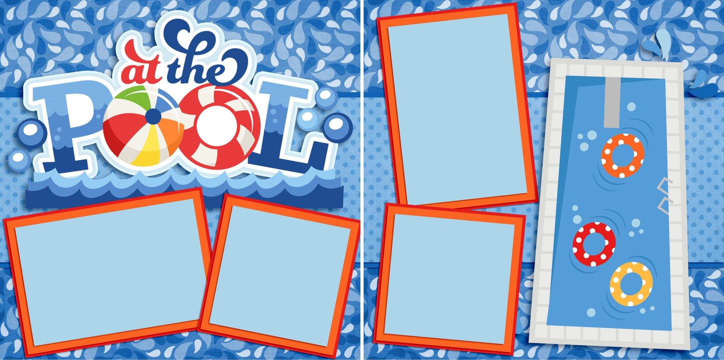 At the Pool - 3206 - EZscrapbooks Scrapbook Layouts Swimming - Pool