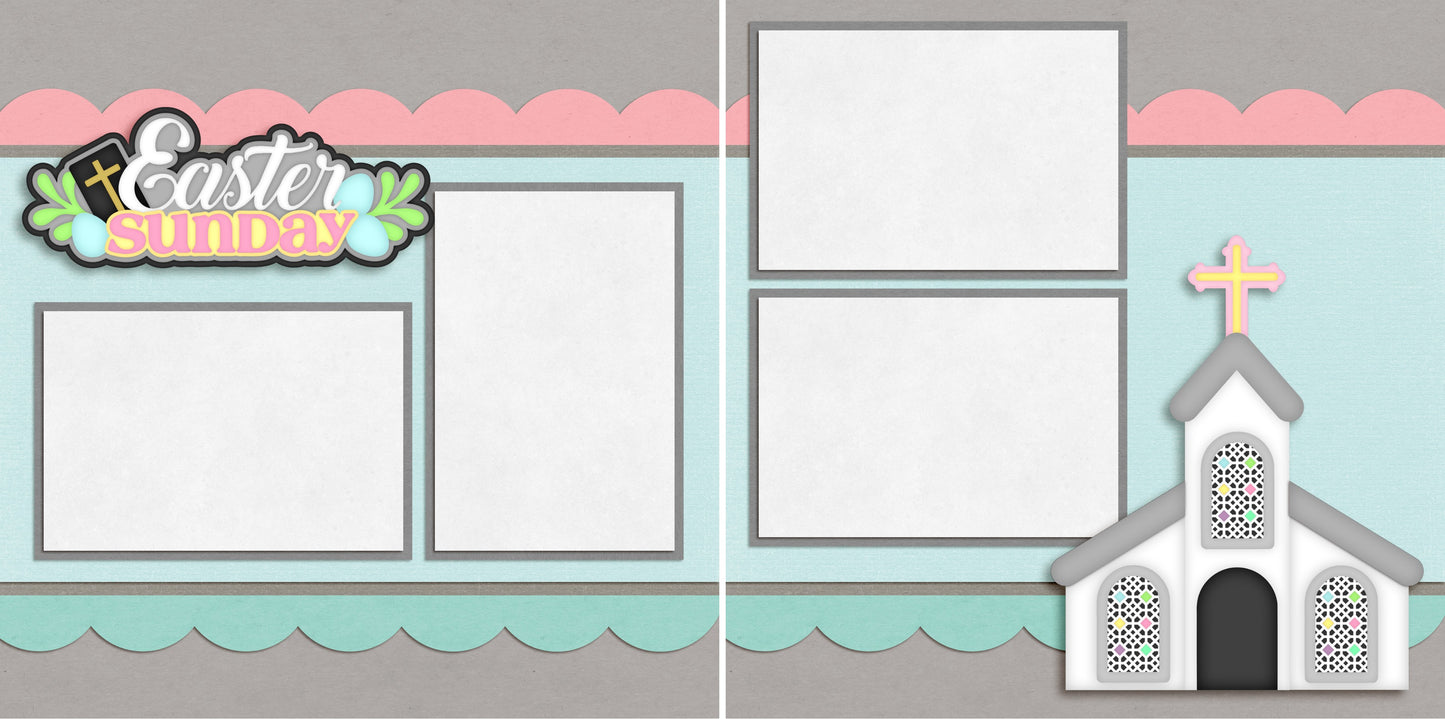 Easter Sunday - Digital Scrapbook Pages - INSTANT DOWNLOAD - EZscrapbooks Scrapbook Layouts Spring - Easter