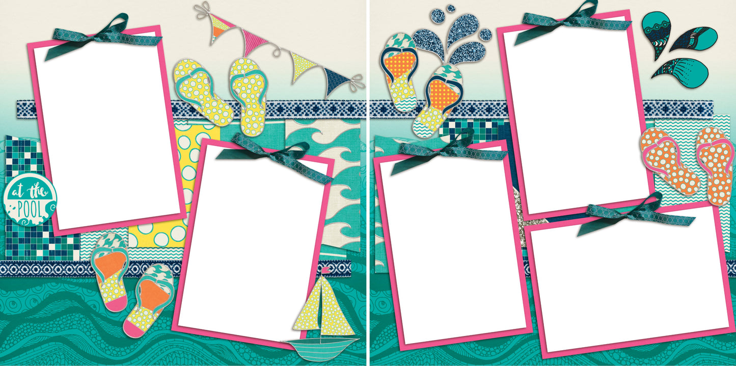 Flip Flops - Digital Scrapbook Pages - INSTANT DOWNLOAD - EZscrapbooks Scrapbook Layouts Beach - Tropical, Summer