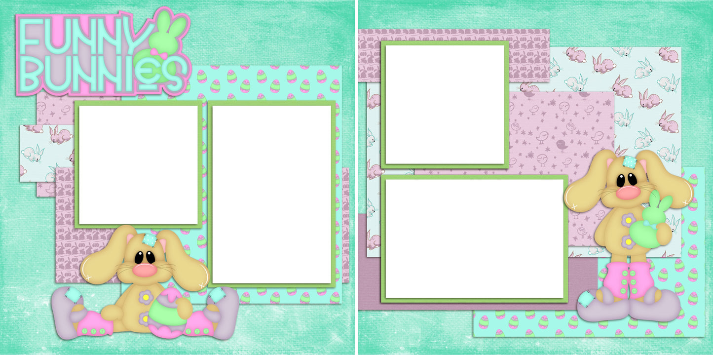 Funny Bunnies - Digital Scrapbook Pages - INSTANT DOWNLOAD - EZscrapbooks Scrapbook Layouts Spring - Easter