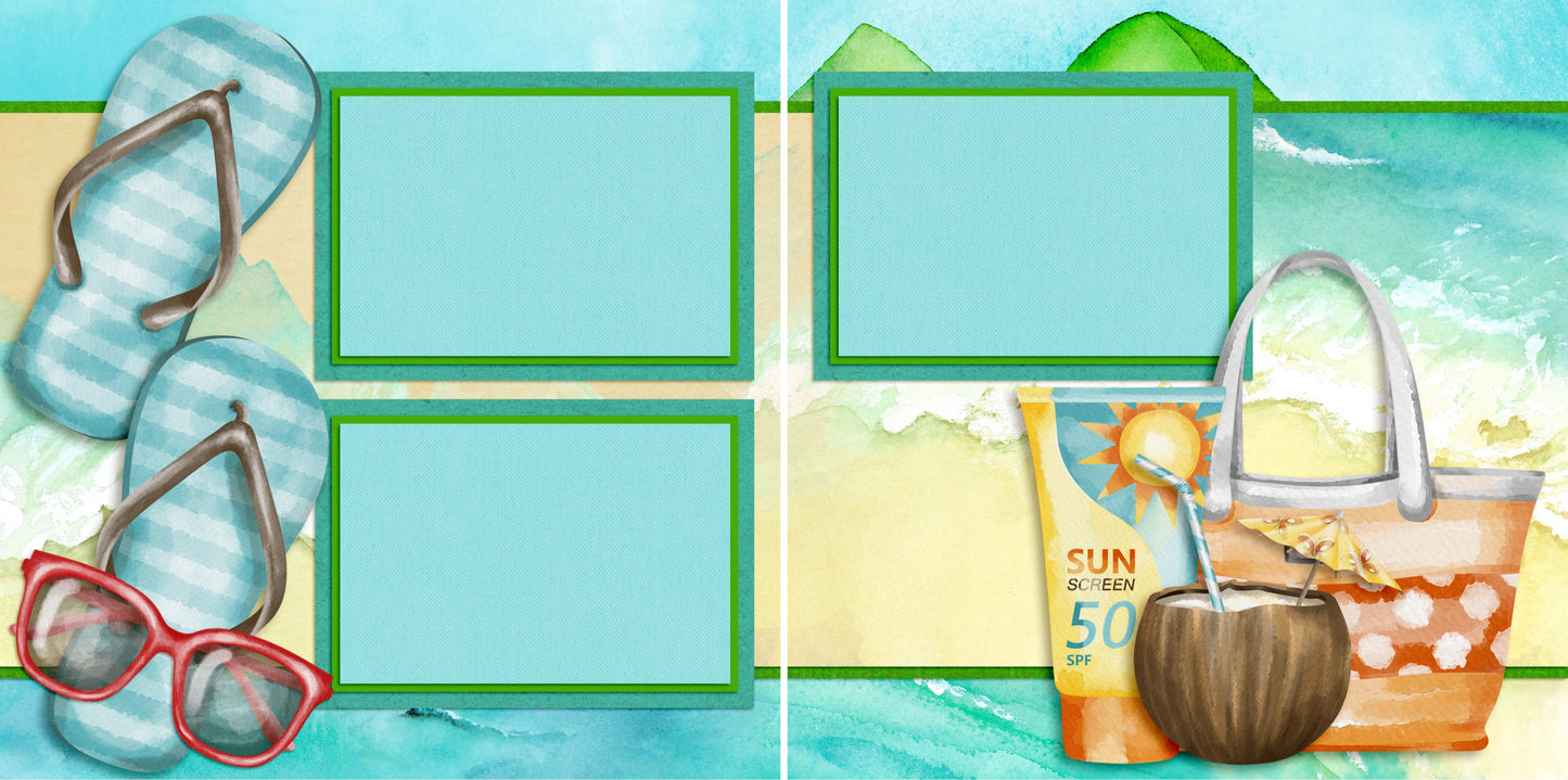 Paradise - 4092 - EZscrapbooks Scrapbook Layouts Beach - Tropical, cruise, Summer, Swimming - Pool