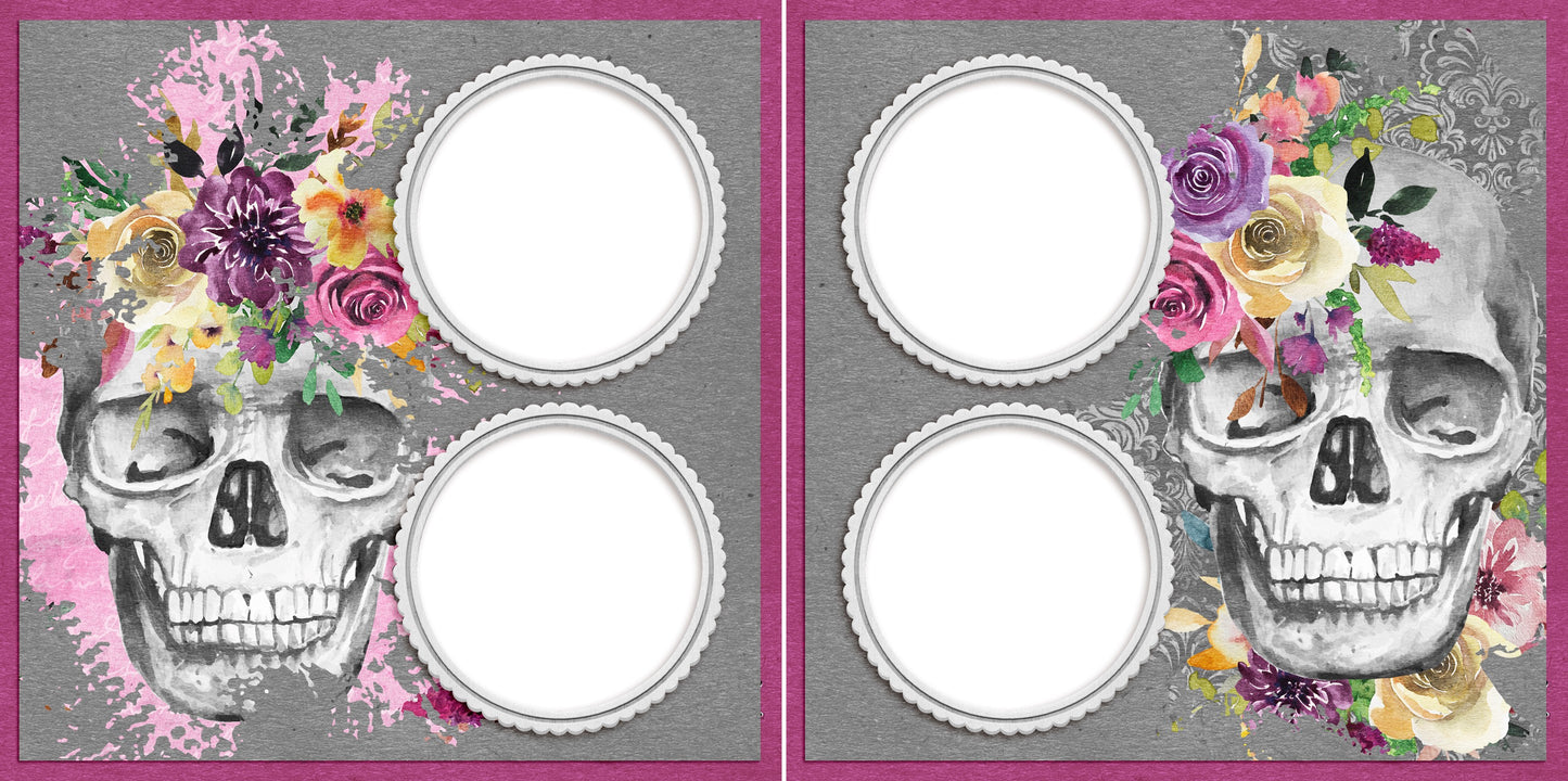 Skulls & Roses - Digital Scrapbook Pages - INSTANT DOWNLOAD - EZscrapbooks Scrapbook Layouts Fall - Autumn, Halloween, spooky