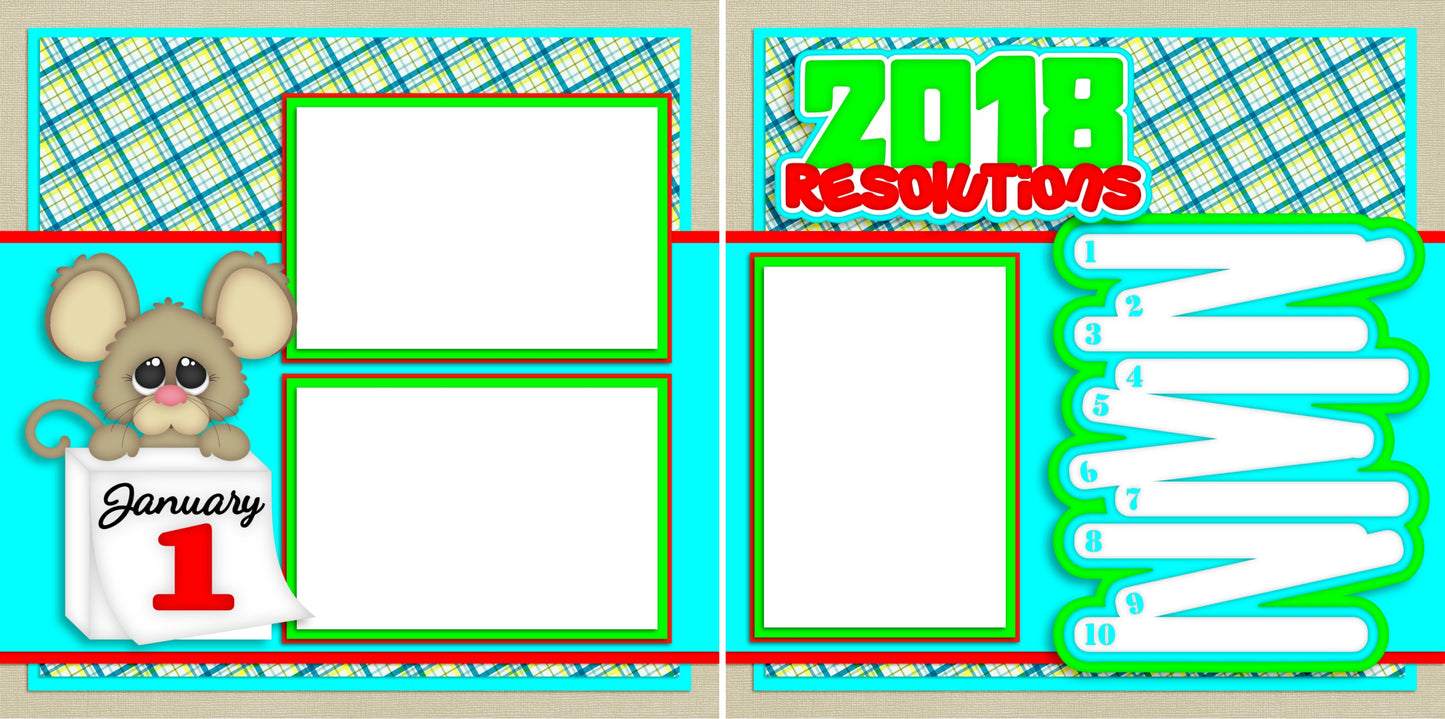 2018 Resolutions - Digital Scrapbook Pages - INSTANT DOWNLOAD - EZscrapbooks Scrapbook Layouts New Year's