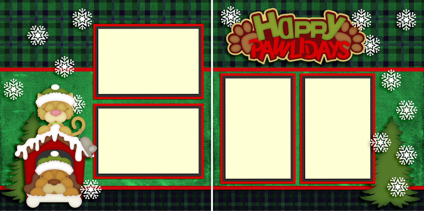 Happy Pawlidays - 2665 - EZscrapbooks Scrapbook Layouts Christmas, Pets