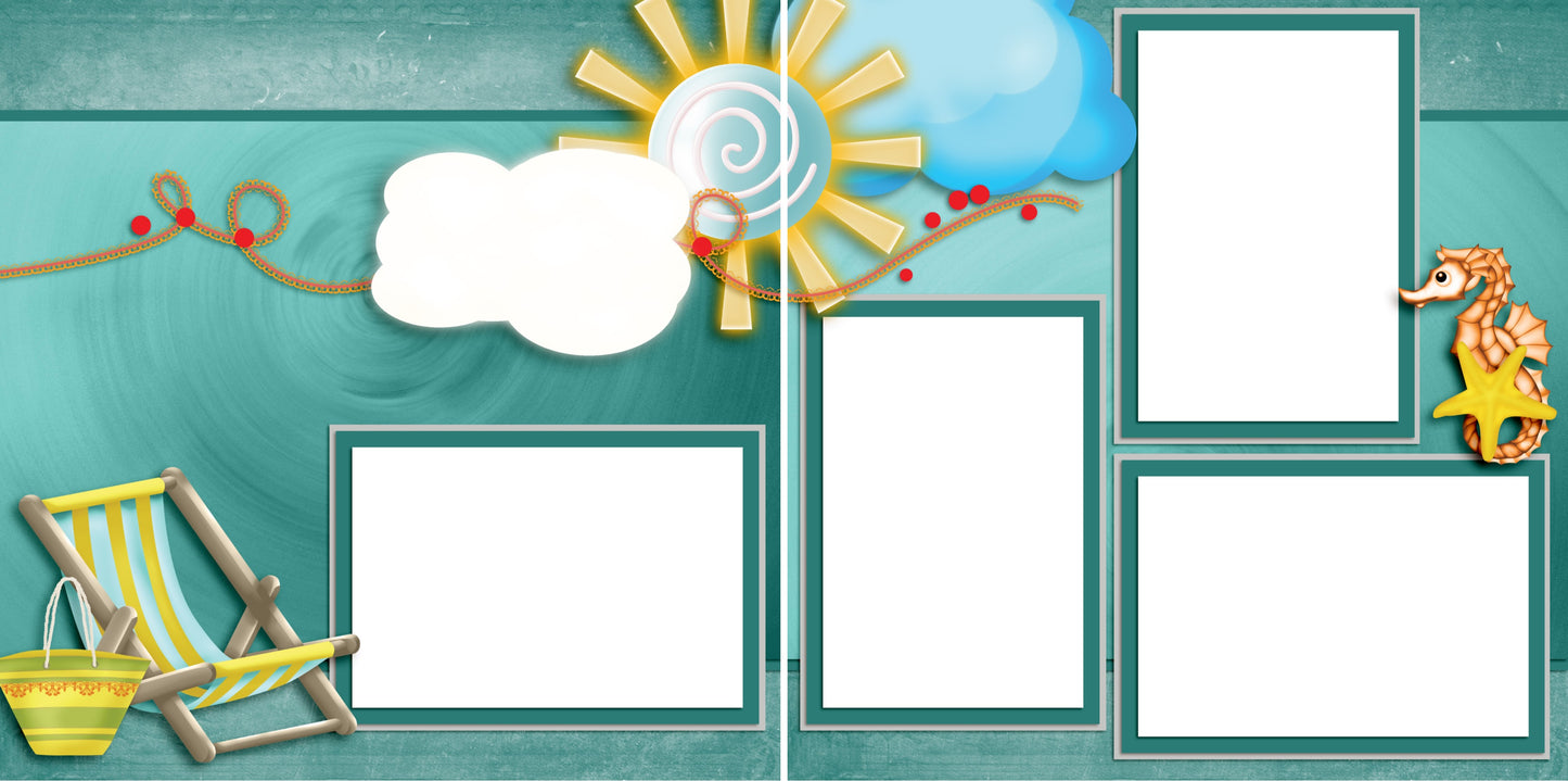 Beachy Keen - Digital Scrapbook Pages - INSTANT DOWNLOAD - 2019 - EZscrapbooks Scrapbook Layouts Beach - Tropical, Swimming - Pool