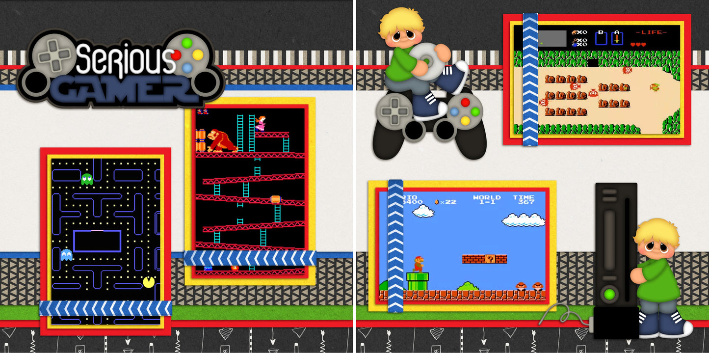 Serious Gamer Boy - 151 - EZscrapbooks Scrapbook Layouts Boys, Games - Technology