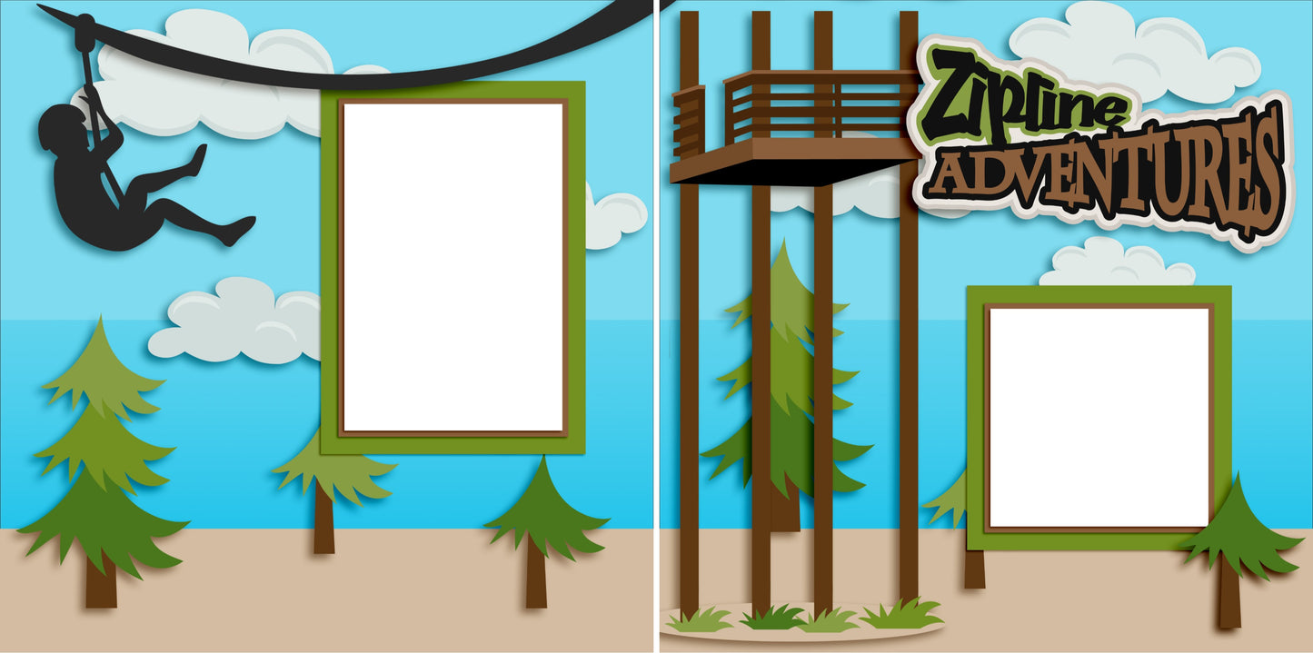 Ziplining - Digital Scrapbook Pages - INSTANT DOWNLOAD - EZscrapbooks Scrapbook Layouts Sports, Vacation