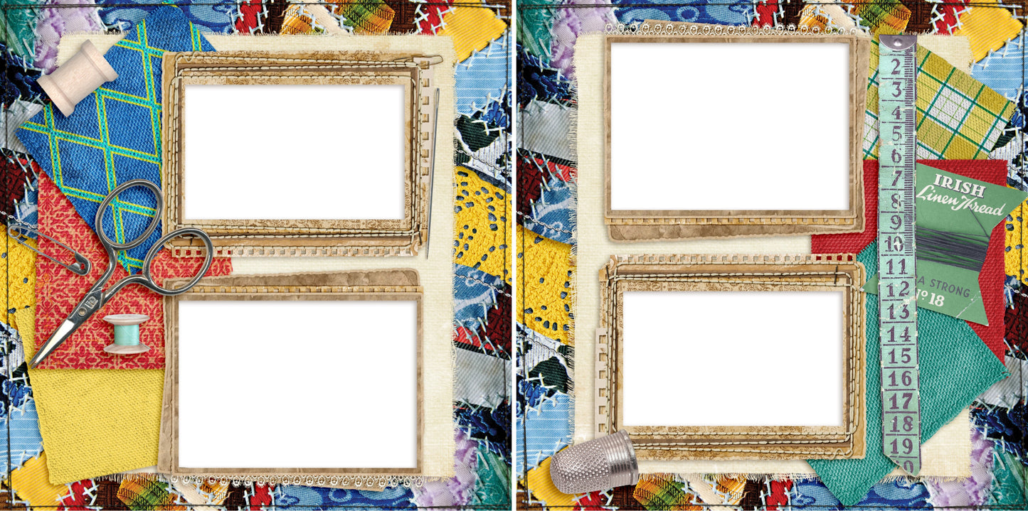 Vintage Quilting - Digital Scrapbook Pages - INSTANT DOWNLOAD - 2019 - EZscrapbooks Scrapbook Layouts Grandmother, Heritage
