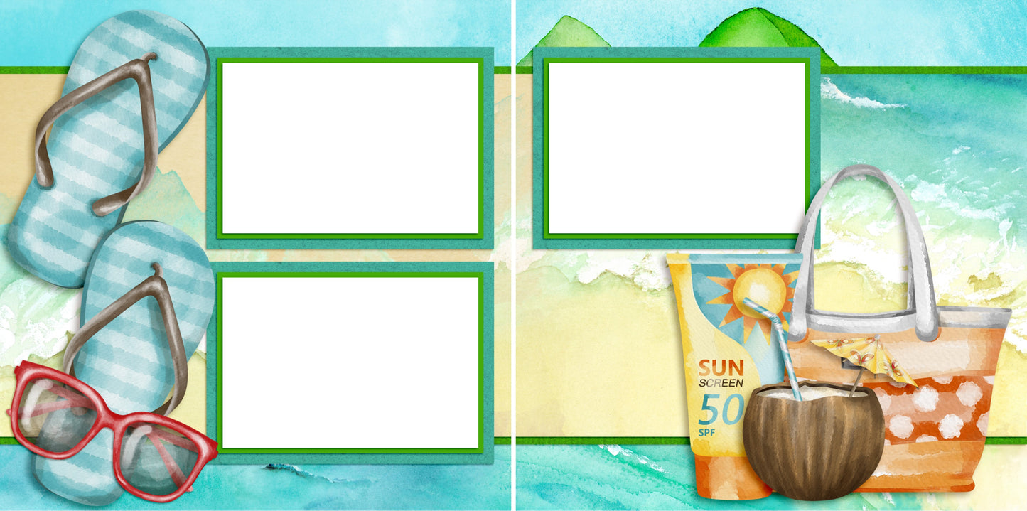 Paradise - Digital Scrapbook Pages - INSTANT DOWNLOAD - 2019 - EZscrapbooks Scrapbook Layouts Beach - Tropical, cruise, Swimming - Pool