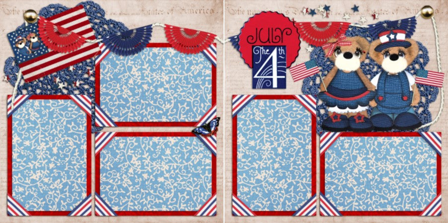 4th of July Bears - 881 - EZscrapbooks Scrapbook Layouts July 4th - Patriotic