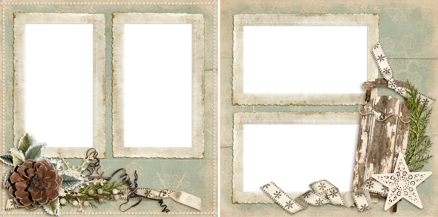Vintage Sledding - Digital Scrapbook Pages - INSTANT DOWNLOAD - EZscrapbooks Scrapbook Layouts Winter