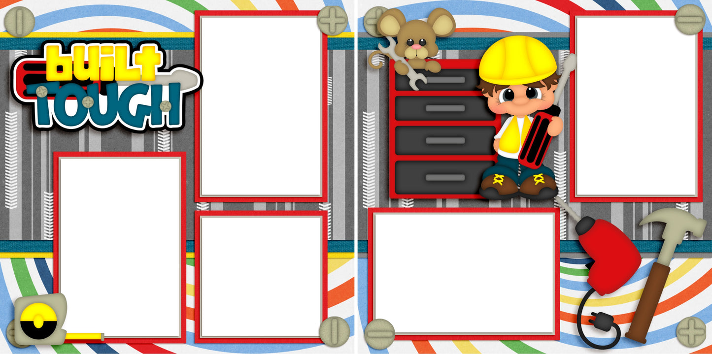Built Tough Boy - Digital Scrapbook Pages - INSTANT DOWNLOAD - 2019 - EZscrapbooks Scrapbook Layouts Boys, dad