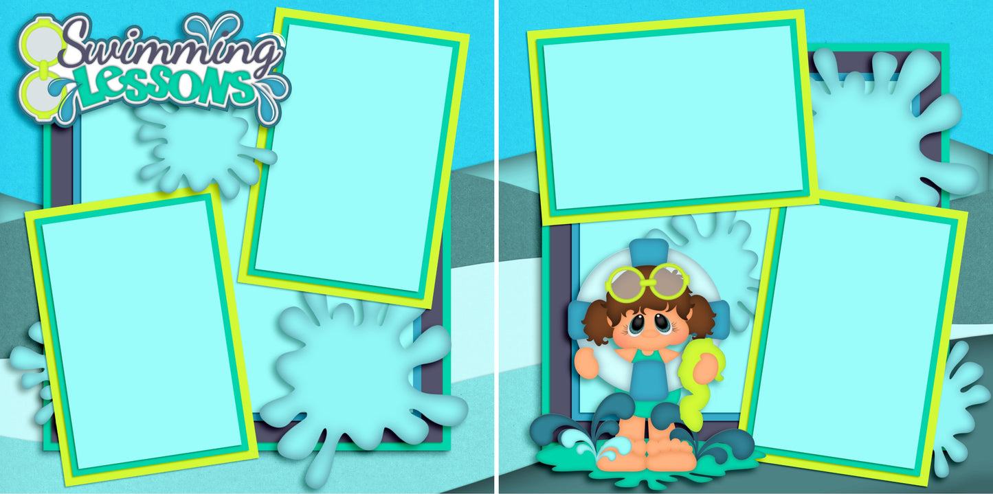 Swimming Lessons Girl - 3108 - EZscrapbooks Scrapbook Layouts Swimming - Pool