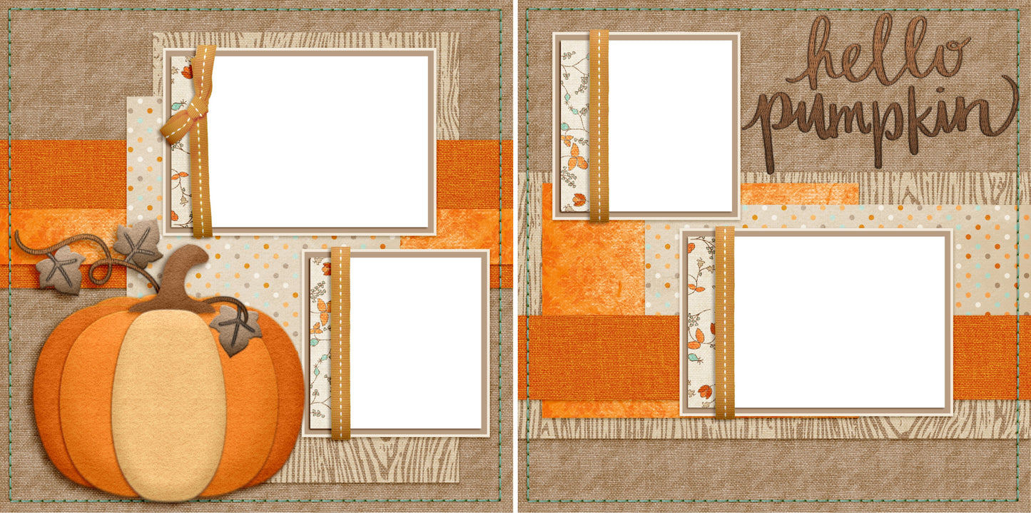 Hello Pumpkin - Digital Scrapbook Pages - INSTANT DOWNLOAD - 2019 - EZscrapbooks Scrapbook Layouts Fall - Autumn, Halloween