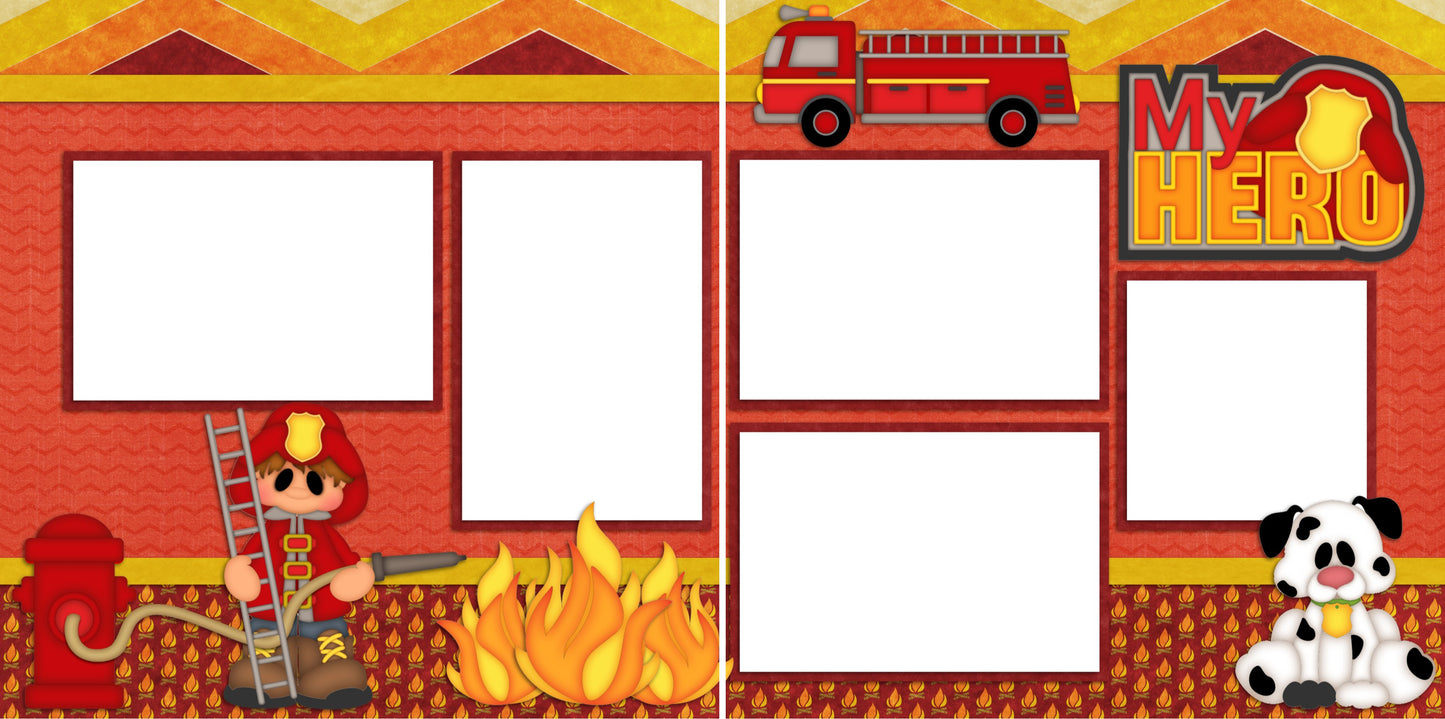 Fireman - Digital Scrapbook Pages - INSTANT DOWNLOAD - EZscrapbooks Scrapbook Layouts Kids