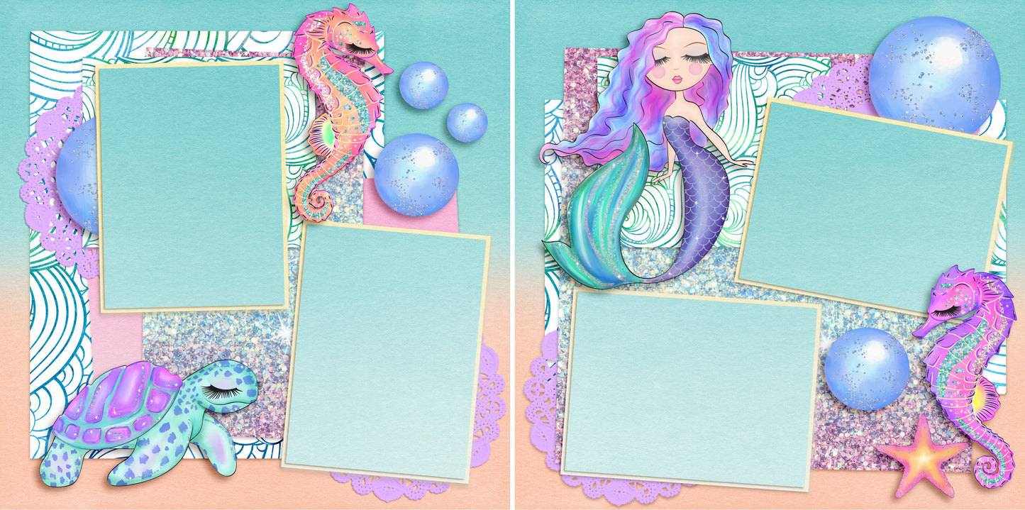 Shimmery Sea Life - 4850 - EZscrapbooks Scrapbook Layouts Beach - Tropical, Swimming - Pool