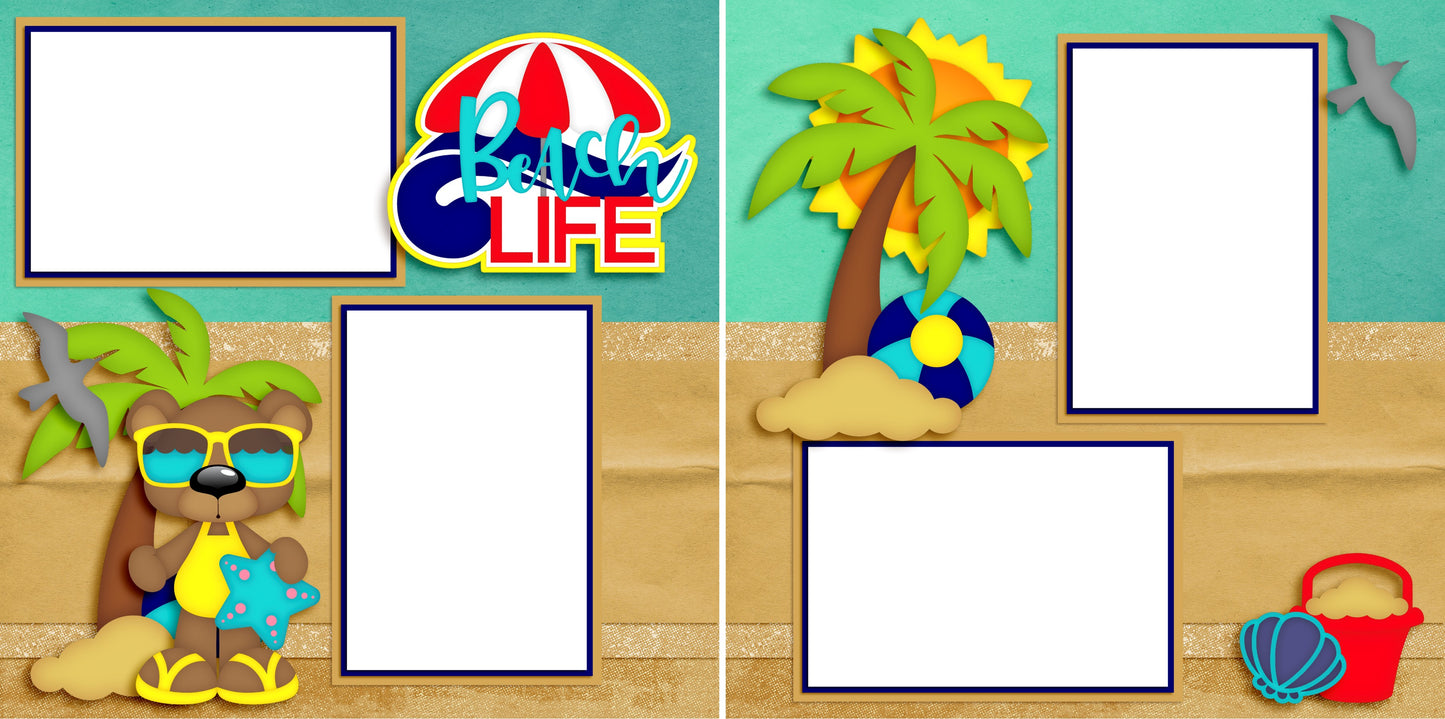 Beach Life - Digital Scrapbook Pages - INSTANT DOWNLOAD - EZscrapbooks Scrapbook Layouts beach, summer, vacation