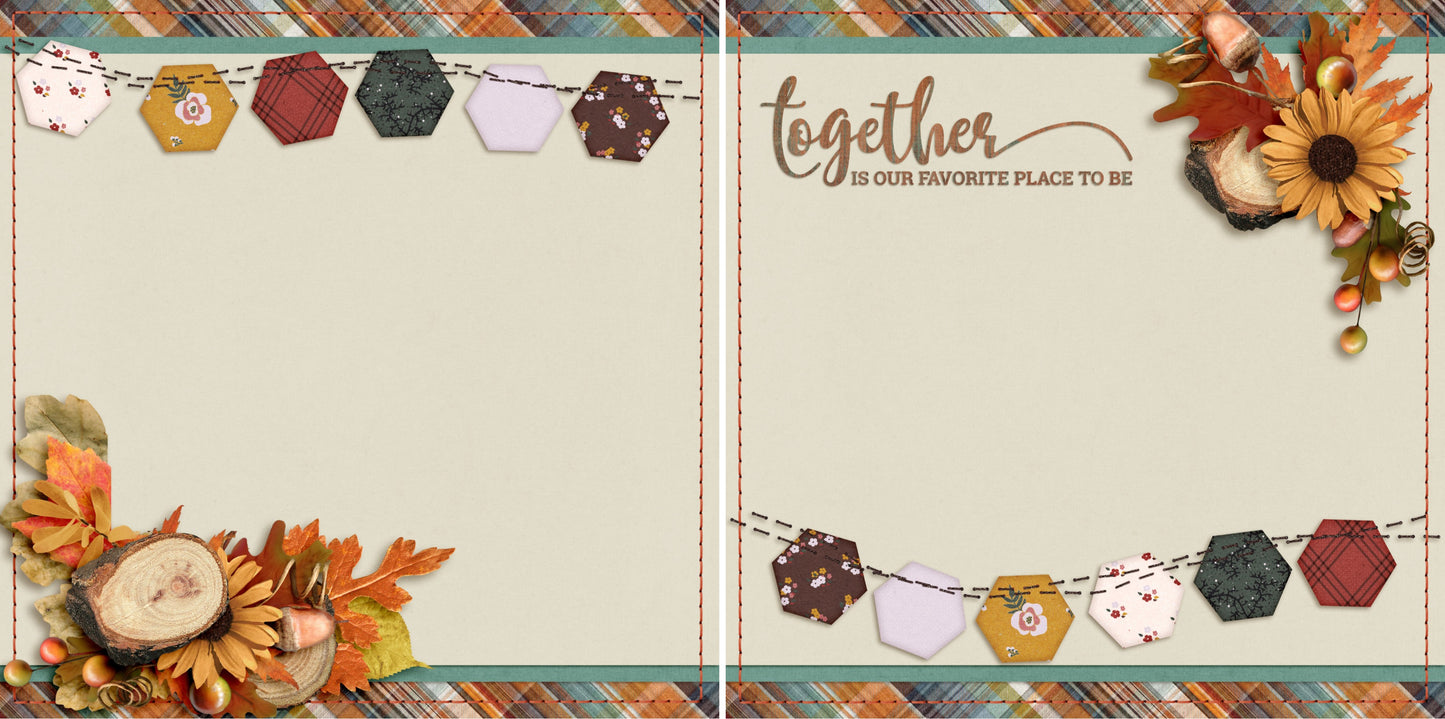 Together NPM - 4395 - EZscrapbooks Scrapbook Layouts Fall - Autumn, Family, Thanksgiving