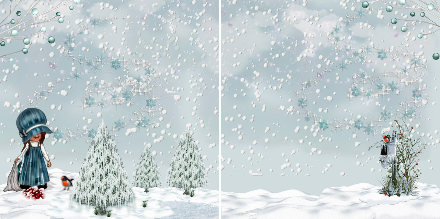 Blue Bonnet Winter NPM - 2836 - EZscrapbooks Scrapbook Layouts Baby - Toddler, Christmas, Girls, Littles, Winter