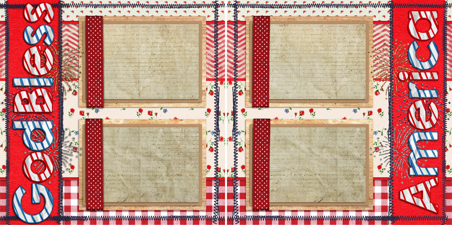 God Bless America - 77 - EZscrapbooks Scrapbook Layouts July 4th - Patriotic, Military