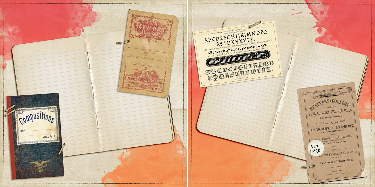 Vintage Compositions NPM - 5601 - EZscrapbooks Scrapbook Layouts back to school, School