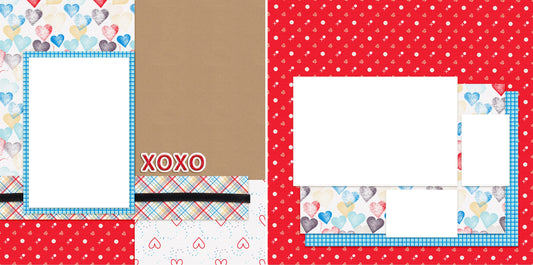 XOXO - Valentine - Digital Scrapbook Pages - INSTANT DOWNLOAD - EZscrapbooks Scrapbook Layouts hearts, love, valentine, xoxo