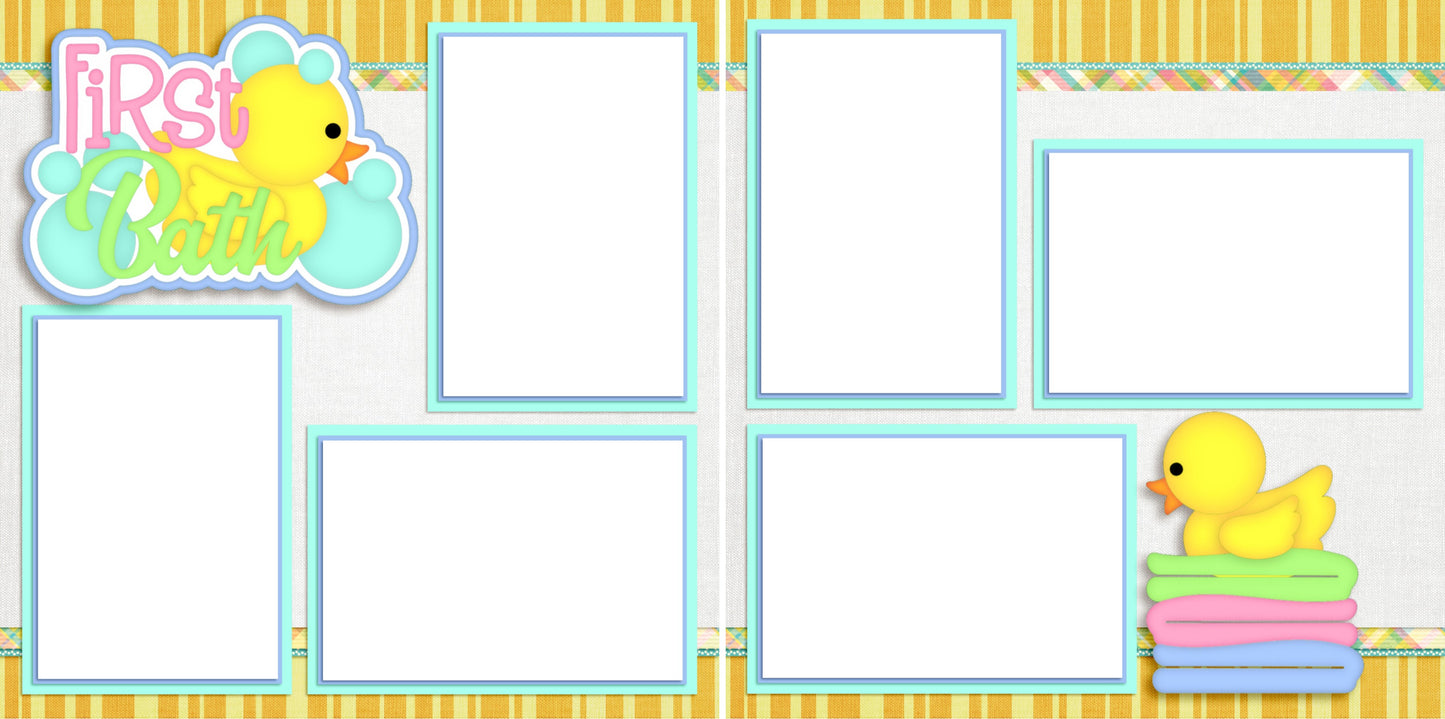 First Bath - Digital Scrapbook Pages - INSTANT DOWNLOAD - 2019 - EZscrapbooks Scrapbook Layouts Baby - Toddler