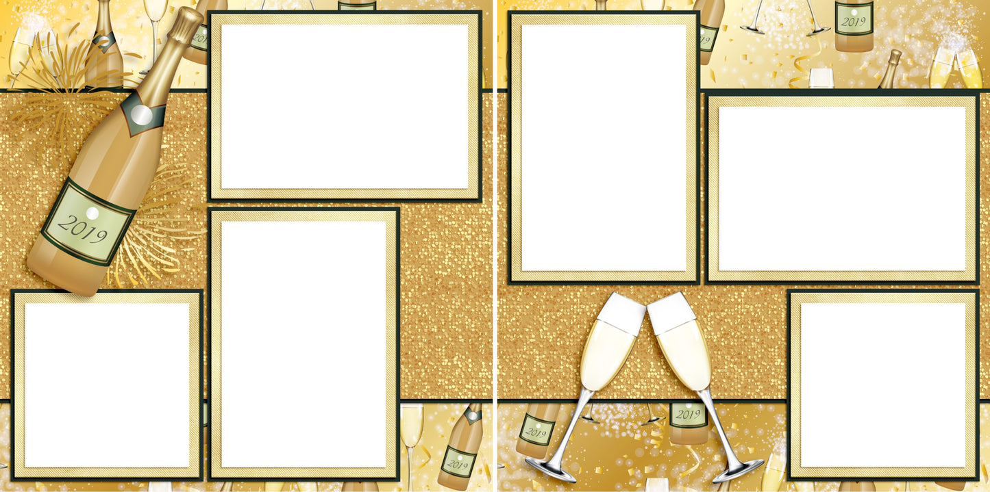 Champagne 2019 - Digital Scrapbook Pages - INSTANT DOWNLOAD - EZscrapbooks Scrapbook Layouts New Year's, Wedding