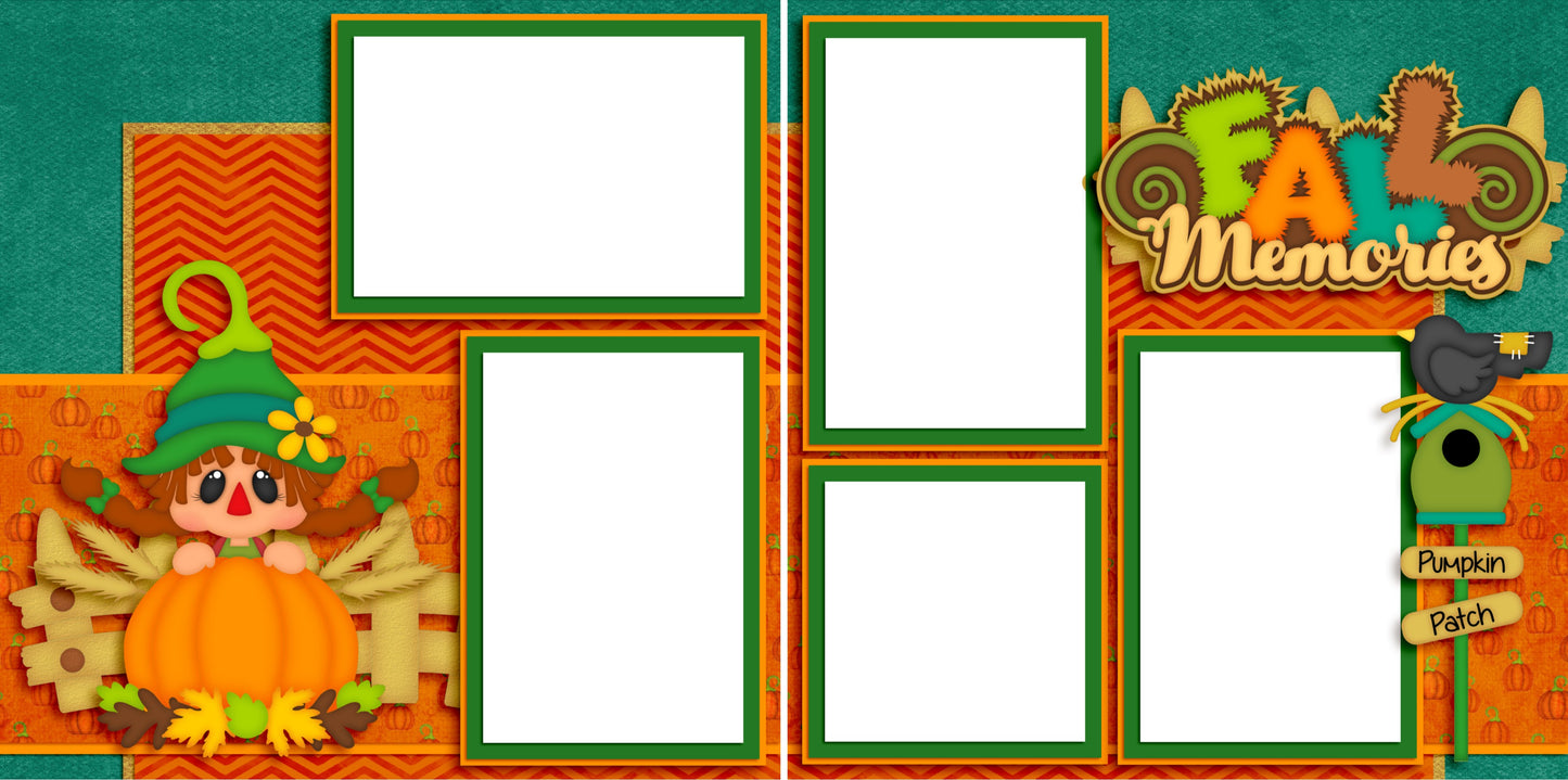 Fall Memories Girl - Digital Scrapbook Pages - INSTANT DOWNLOAD - EZscrapbooks Scrapbook Layouts Fall - Autumn