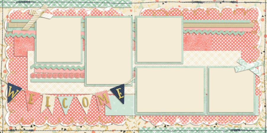 Baby Girl Welcome - 716 - EZscrapbooks Scrapbook Layouts Baby - Toddler