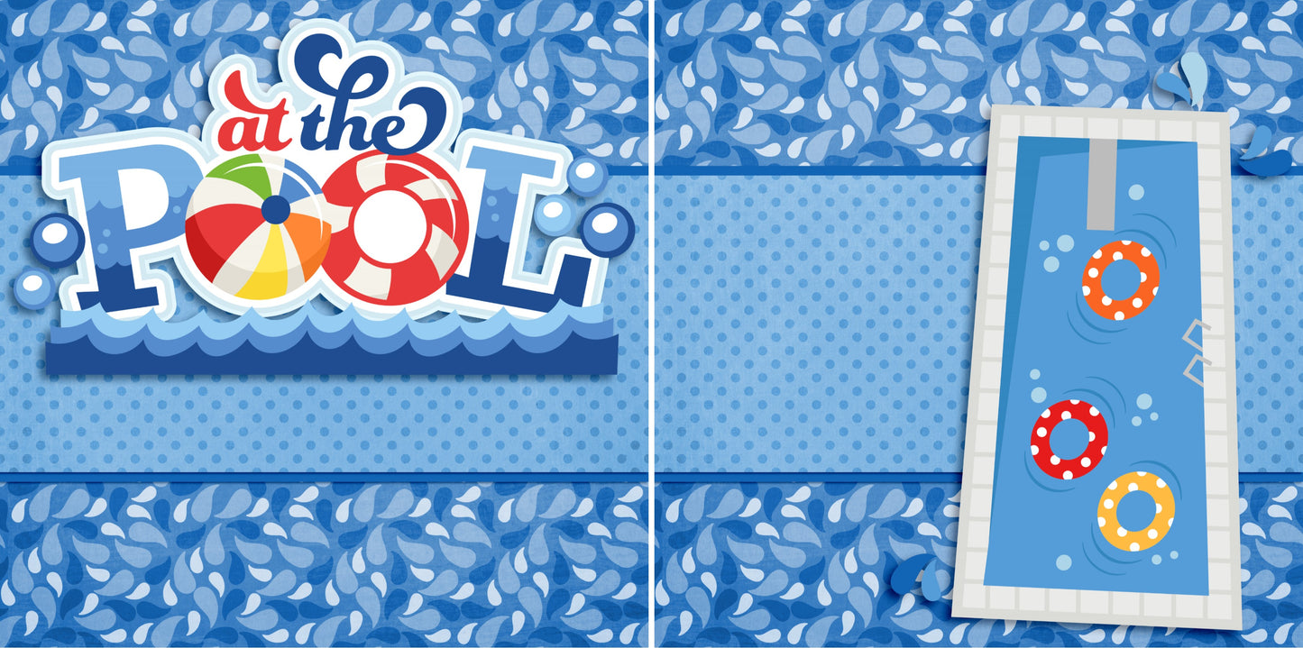 At the Pool NPM - 3207 - EZscrapbooks Scrapbook Layouts Swimming - Pool
