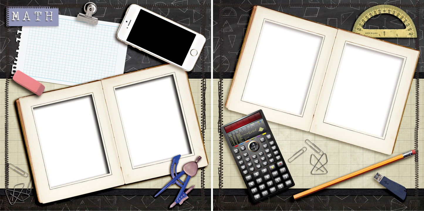 Math Gear - Digital Scrapbook Pages - INSTANT DOWNLOAD - 2019 - EZscrapbooks Scrapbook Layouts School