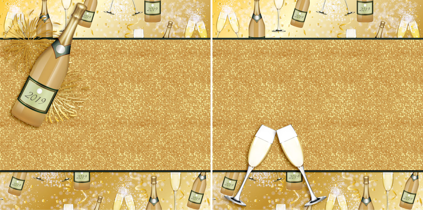 Champagne 2019 NPM - 3679 - EZscrapbooks Scrapbook Layouts New Year's, Wedding