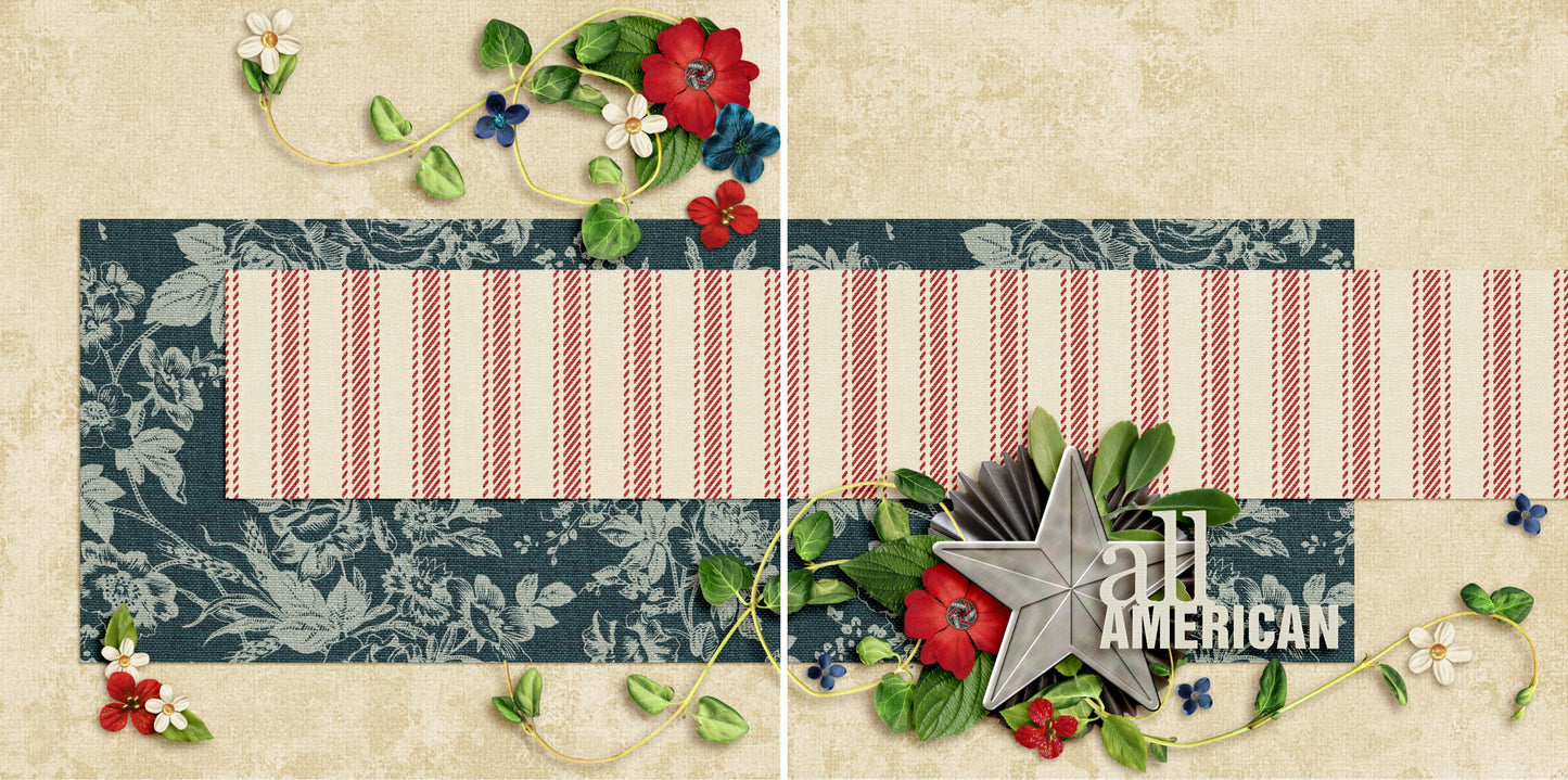All American NPM - 4153 - EZscrapbooks Scrapbook Layouts July 4th - Patriotic