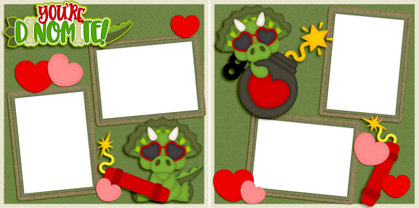 You're Dinomite - Valentine - Digital Scrapbook Pages - INSTANT DOWNLOAD - EZscrapbooks Scrapbook Layouts Love - Valentine