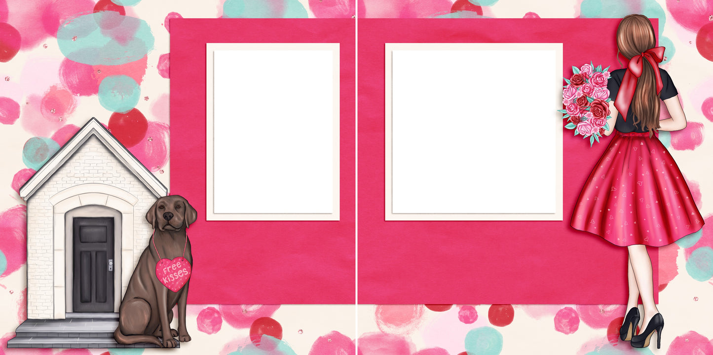 Free Kisses - Digital Scrapbook Pages - INSTANT DOWNLOAD