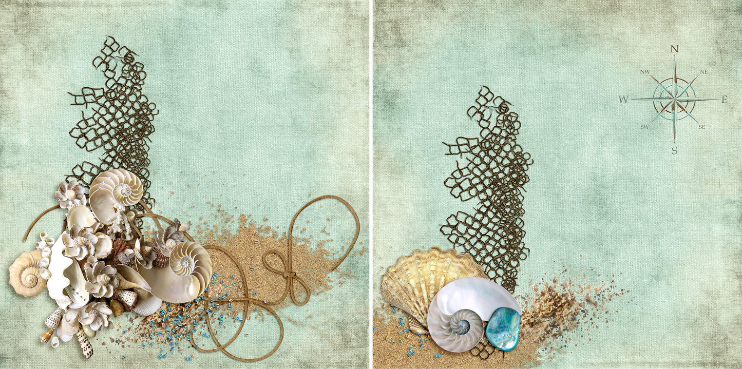 Seashells NPM - 4541 - EZscrapbooks Scrapbook Layouts Beach - Tropical