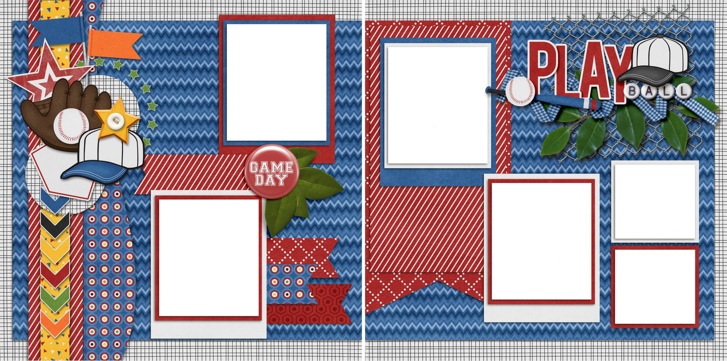 Play Ball - Digital Scrapbook Pages - INSTANT DOWNLOAD - EZscrapbooks Scrapbook Layouts baseball, Sports