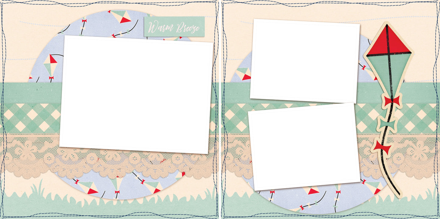 Warm Breeze - Digital Scrapbook Pages - INSTANT DOWNLOAD - EZscrapbooks Scrapbook Layouts kite, spring, summer, vacation, warm