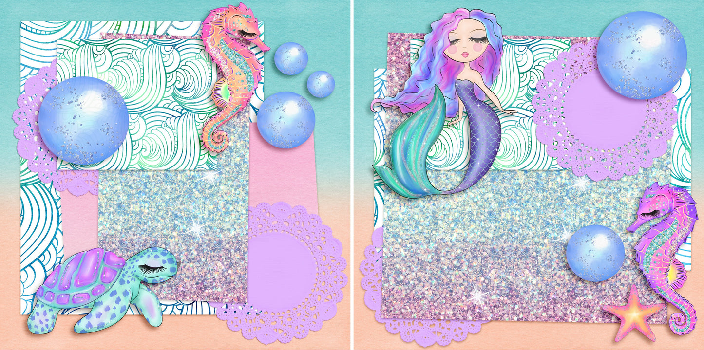 Shimmery Sea Life NPM - 4851 - EZscrapbooks Scrapbook Layouts Beach - Tropical, Swimming - Pool