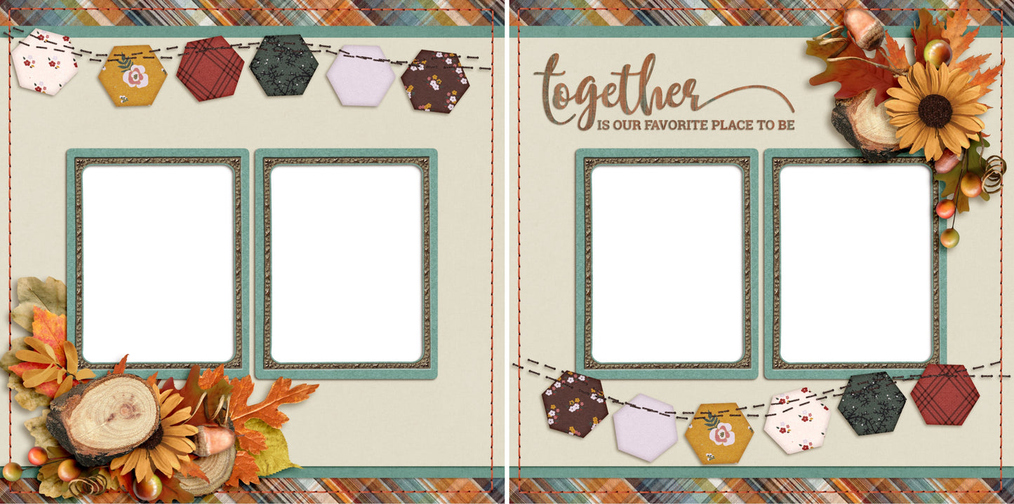 Together - Digital Scrapbook Pages - INSTANT DOWNLOAD - 2019 - EZscrapbooks Scrapbook Layouts Thanksgiving